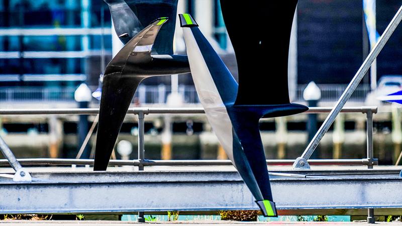 One design and test wing foils - Emirates Team NZ -  AC40-1|LEQ12 - January 20, 2023 - Hauraki Gulf photo copyright Adam Mustill / America's Cup taken at Royal New Zealand Yacht Squadron and featuring the AC40 class