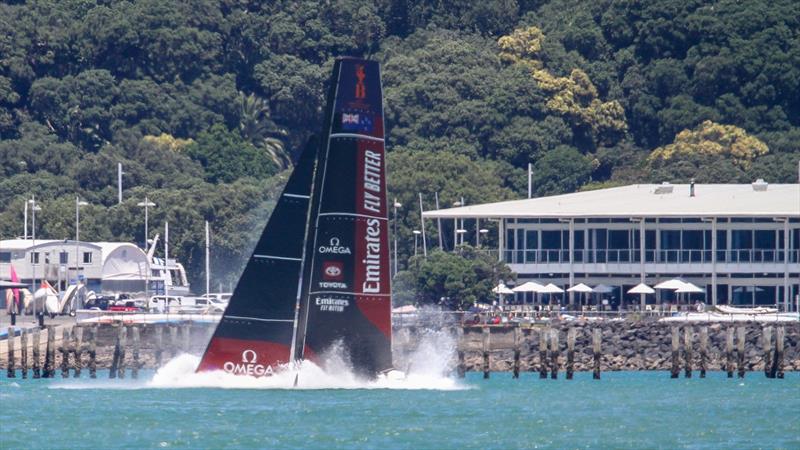 11. LEQ12 begins capsize - Emirates Team NZ -  AC40-1|LEQ12 - January 23, 2023 - Waitemata Harbour photo copyright Richard Gladwell - Sail-World.com/nz taken at Royal New Zealand Yacht Squadron and featuring the AC40 class