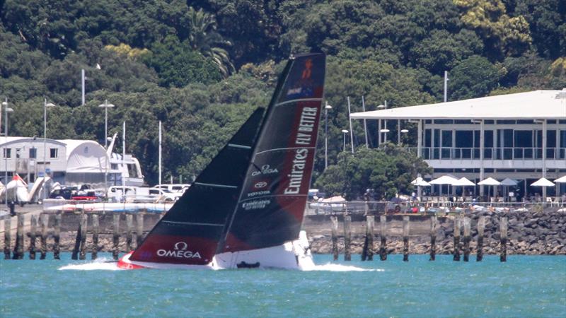 14. Doing a slow roll - Emirates Team NZ -  AC40-1|LEQ12 - January 23, 2023 - Waitemata Harbour photo copyright Richard Gladwell - Sail-World.com/nz taken at Royal New Zealand Yacht Squadron and featuring the AC40 class