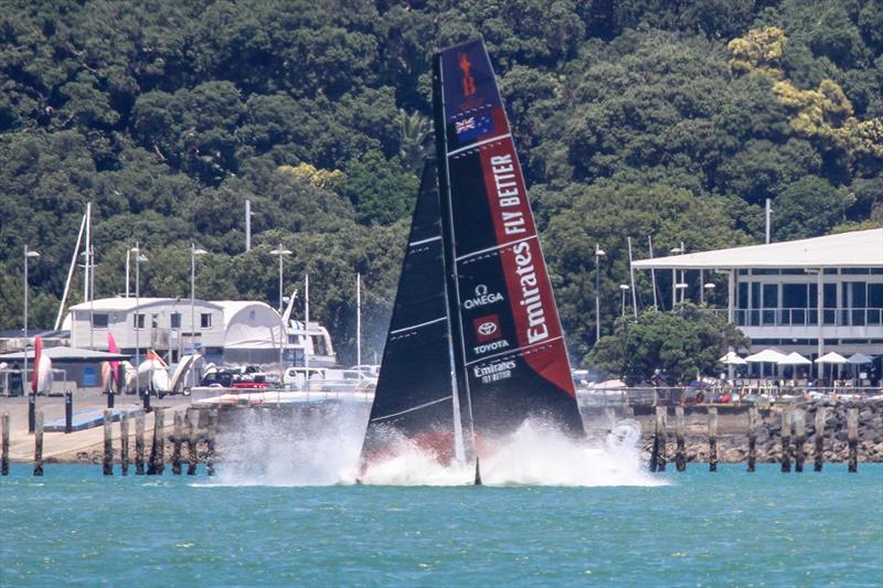 9. LEQ12 is almost completely submerged - Emirates Team NZ -  AC40-1|LEQ12 - January 23, 2023 - Waitemata Harbour photo copyright Richard Gladwell - Sail-World.com/nz taken at Royal New Zealand Yacht Squadron and featuring the AC40 class