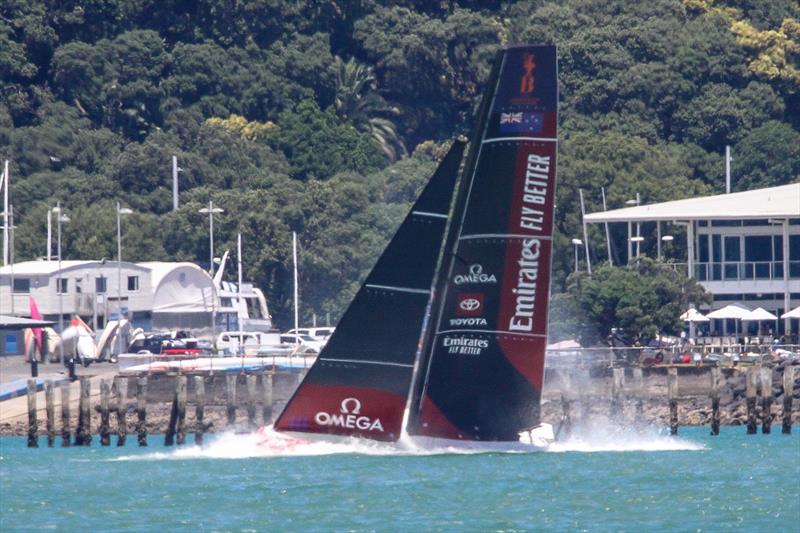 12. LEQ12 Capsize continues - Emirates Team NZ -  AC40-1|LEQ12 - January 23, 2023 - Waitemata Harbour - photo © Richard Gladwell - Sail-World.com/nz