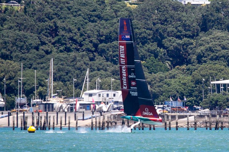 2. Rounding high on the foils - Emirates Team NZ - AC40-1|LEQ12 - January 23, 2023 - Waitemata Harbour photo copyright Richard Gladwell - Sail-World.com/nz taken at Royal New Zealand Yacht Squadron and featuring the AC40 class