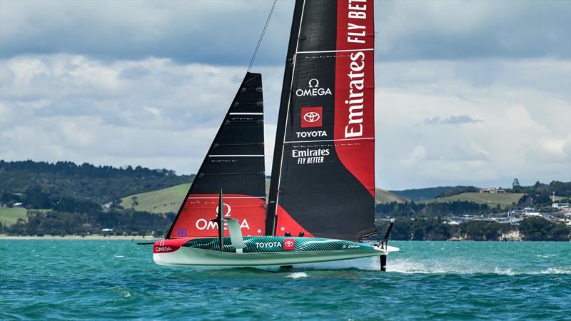 Emirates Team New Zealand's AC40-3 - sailing on Course E - Hauraki Gulf - January 25, 2023 - photo © Adam Mustill / America's Cup