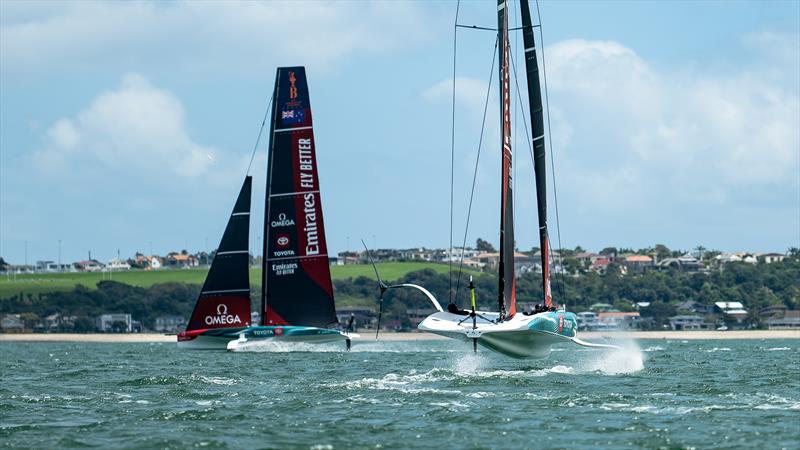 Emirates Team New Zealand  -   LEQ12 - February 7, 2023 - Eastern Beach photo copyright Adam Mustill / America's Cup taken at Royal New Zealand Yacht Squadron and featuring the AC40 class