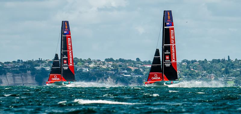 Emirates Team New Zealand  -  AC40 - February 8, 2023 - 'The Paddock' - Eastern Beach, Auckland NZ photo copyright Adam Mustill / America's Cup taken at Royal New Zealand Yacht Squadron and featuring the AC40 class