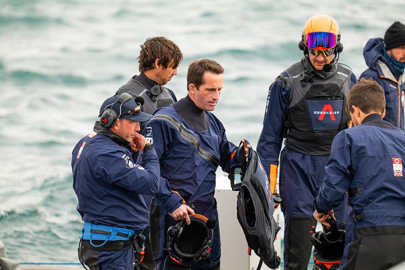 INEOS Britannia crew before the sailing session. Ben Ainslie centre and Giles Scott on his left - LEQ12 - February 8, 2023 - Mallorca - photo © Ugo Fonolla / America's Cup