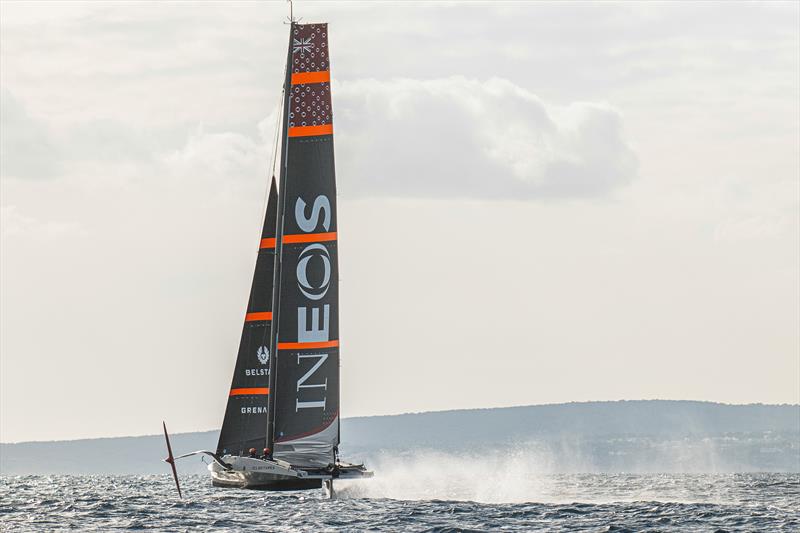 One of the last shots of INEOS Britannia before the capsize  - LEQ12 -  February 8, 2023 - Mallorca photo copyright Ugo Fonolla / America's Cup taken at Royal Yacht Squadron and featuring the AC40 class