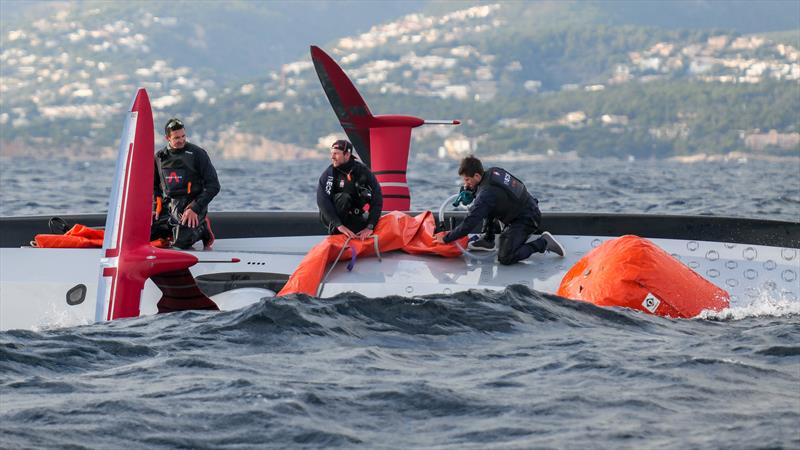 1618hrs: Bags being inflated - LEQ12 -  February 8, 2023 - Mallorca photo copyright Ugo Fonolla / America's Cup taken at Royal Yacht Squadron and featuring the AC40 class