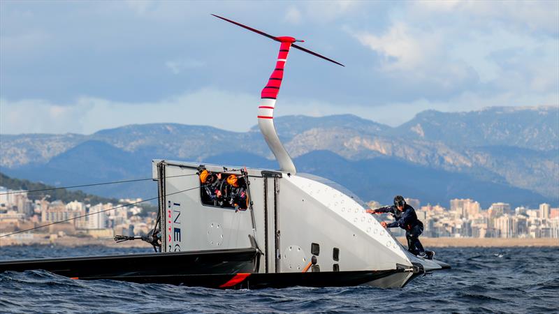 1552hrs: Crew quickly on keel - LEQ12 -  February 8, 2023 - Mallorca photo copyright Ugo Fonolla / America's Cup taken at Royal Yacht Squadron and featuring the AC40 class