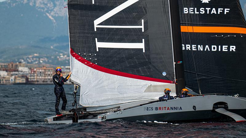 1338hrs: Giles Scott and mainsail clew - LEQ12 -  February 8, 2023 - Mallorca photo copyright Ugo Fonolla / America's Cup taken at Royal Yacht Squadron and featuring the AC40 class