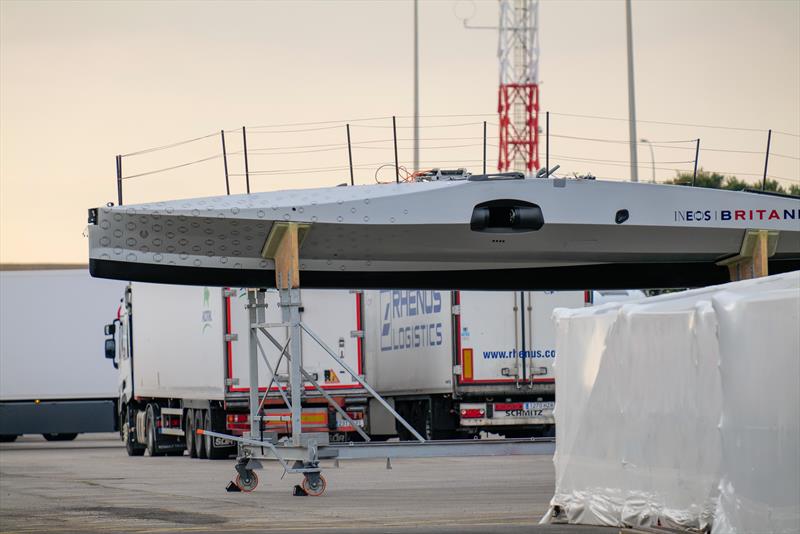 INEOS Britannia - LEQ12 stripped and waiting for repair - February 10, 2023 - photo © Ugo Fonolla / America's Cup