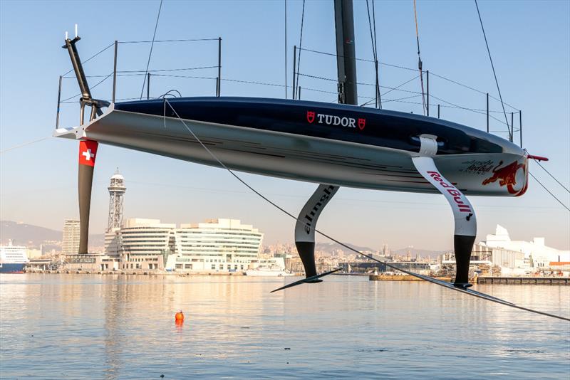 ARBR AC40 #1 boat christening and boat splash in Barcelona, Spain, on February 13 photo copyright Alinghi Red Bull Racing / Olaf Pignataro taken at  and featuring the AC40 class