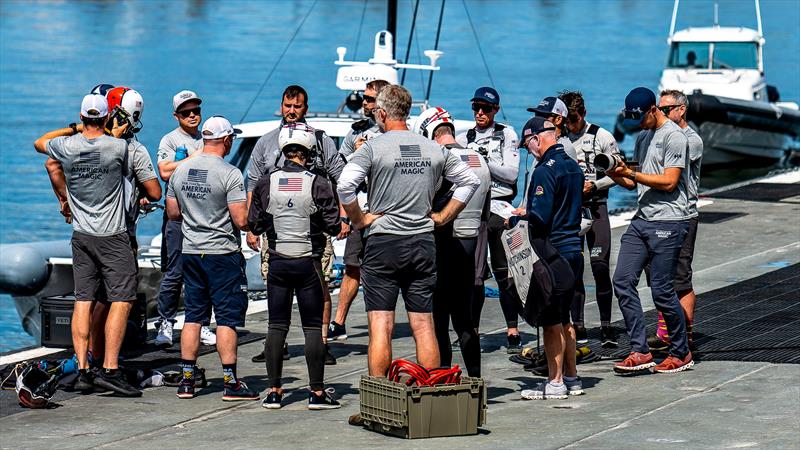 Crew briefing -  American Magic - AC40 - Day 2 -  March 4, 2023 - photo © Paul Todd/America's Cup
