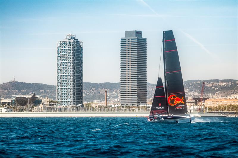 AC40 OD - Alinghi Red Bull Racing - April 20, 2023 - Barcelona - Day 21 photo copyright Alex Carabi / America's Cup taken at Société Nautique de Genève and featuring the AC40 class