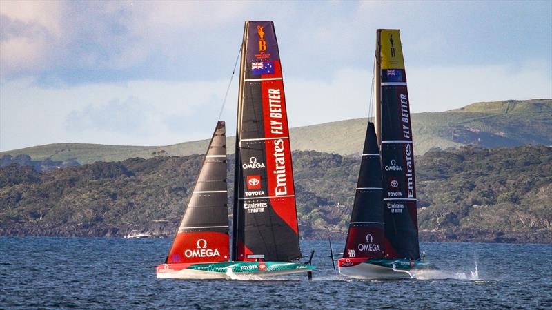 Emirates Team New Zealand - AC40 and the LEQ12 - Day 25, May 26, 2023 photo copyright Richard Gladwell - Sail-World.com/nz taken at Royal New Zealand Yacht Squadron and featuring the AC40 class