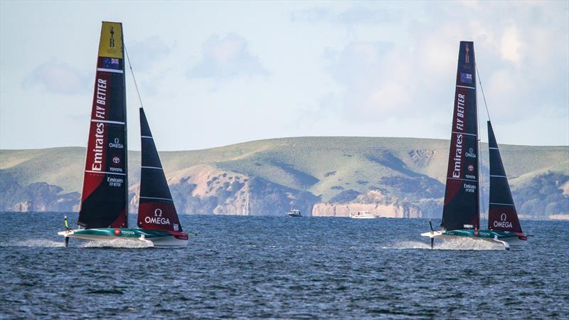 Emirates Team New Zealand - AC40 and the LEQ12 - Day 25, May 26, 2023 photo copyright Richard Gladwell - Sail-World.com/nz taken at Royal New Zealand Yacht Squadron and featuring the AC40 class