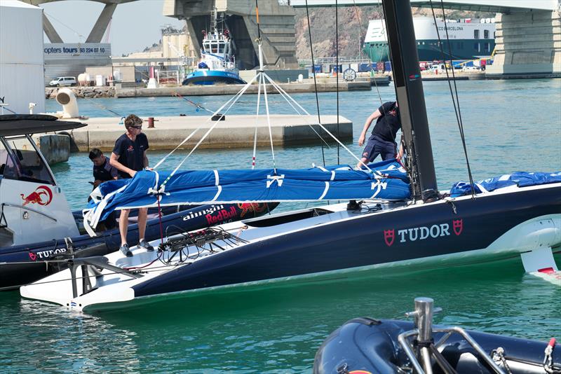 Alinghi Red Bull Racing -  AC40-7 launch and tow test - Day 2 - May 24, 2023 - Barcelona photo copyright Alex Carabi / America's Cup taken at Société Nautique de Genève and featuring the AC40 class