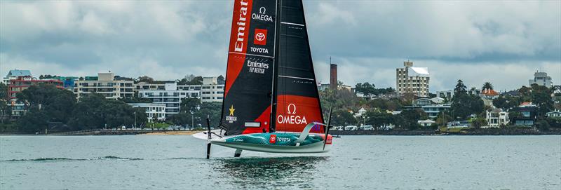 Emirates Team New Zealand - LEQ12 - Day 28, May 30, 2023 - Match racing  - AC40-OD vs LEQ12 photo copyright Adam Mustill / America's Cup taken at Royal New Zealand Yacht Squadron and featuring the AC40 class