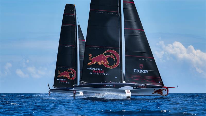 Alinghi Red Bull Racing - LEQ12 and AC40-OD - Day 33, June 8, 2023 photo copyright Alex Carabi / America's Cup taken at Société Nautique de Genève and featuring the AC40 class