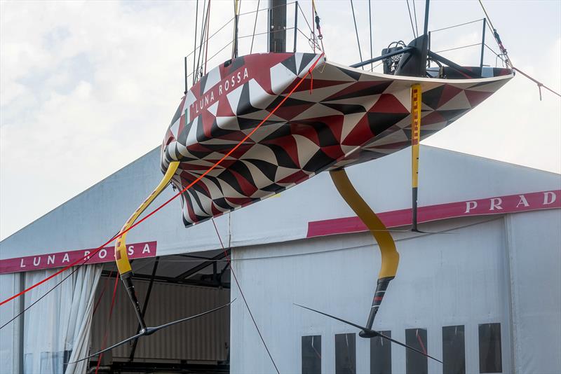 Development Foil on port side - Luna Rossa Prada Pirelli - LEQ12 - Day 73 - June 23, 2023 - Cagliari photo copyright Ivo Rovira / America's Cup taken at Circolo della Vela Sicilia and featuring the AC40 class