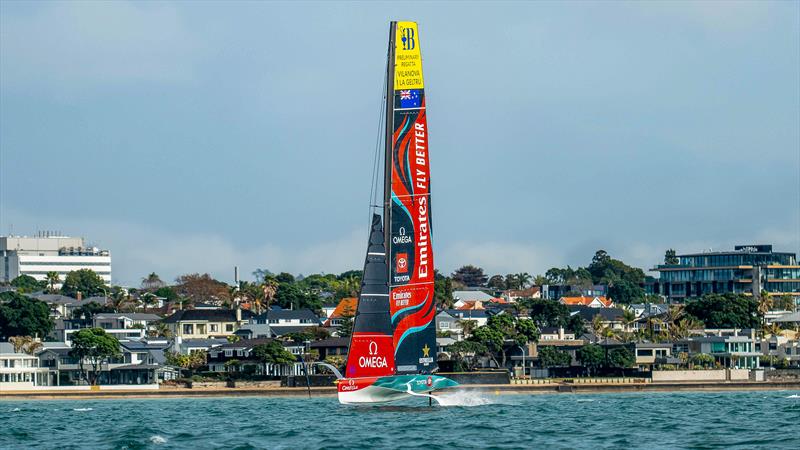 Emirates Team New Zealand - LEQ12 - Day 37, June 23, 2023 photo copyright Adam Mustill / America's Cup taken at Royal New Zealand Yacht Squadron and featuring the AC40 class