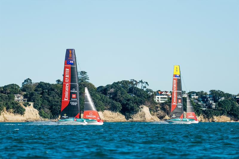 Emirates Team New Zealand - AC40 OD and LEQ12 - Day 32, June 8, 2023 photo copyright Adam Mustill / America's Cup taken at Royal New Zealand Yacht Squadron and featuring the AC40 class