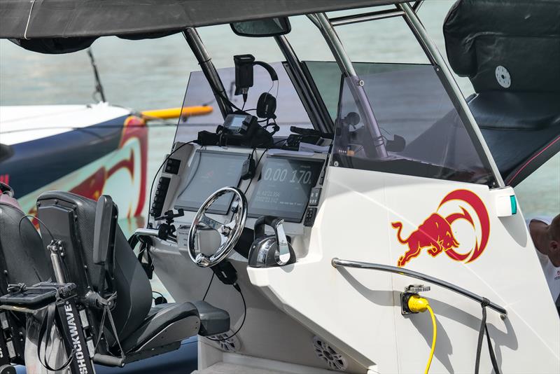 Chase boat controls - Alinghi Red Bull Racing - AC40  - Day 40 - July 11, 2023 - Barcelona - photo © Alex Carabi / America's Cup