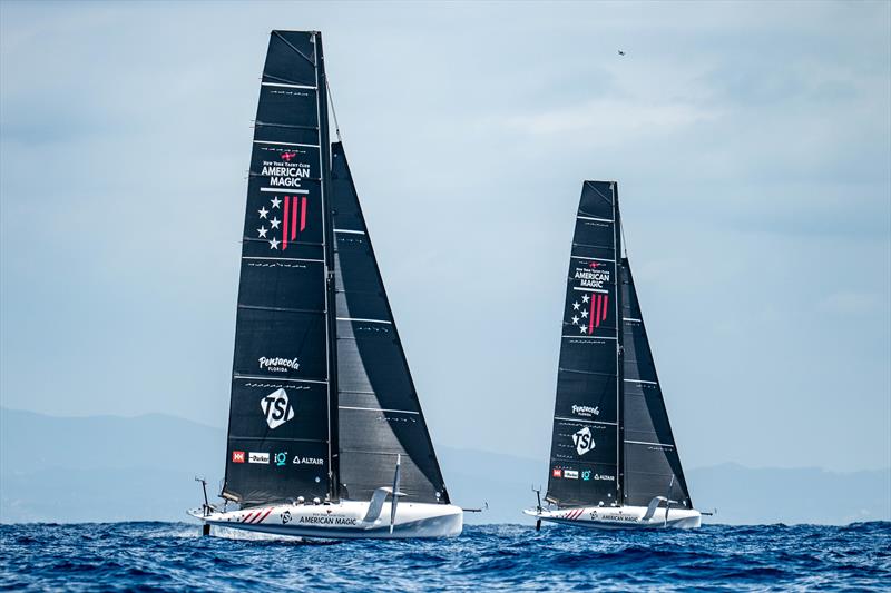 American Magic - LEQ12 x 2  - Day 45 - July 26, 2023 - Barcelona photo copyright Paul Todd/America's Cup taken at New York Yacht Club and featuring the AC40 class