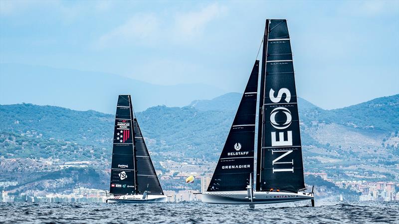 American Magic and INEOS Britannia - LEQ12 & AC40American Magic and INEOS Britannia - LEQ12 & AC40 - Day 45 - July 26, 2023 - Barcelona - photo © Paul Todd/America's Cup