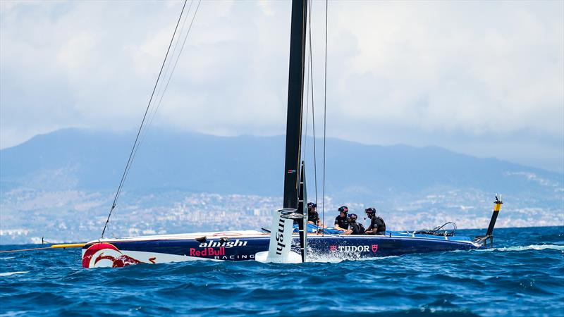 Alinghi Red Bull Racing under tow - LEQ12 - Day 46 - August 1, 2023 - Barcelona - photo © Alex Carabi / America's Cup