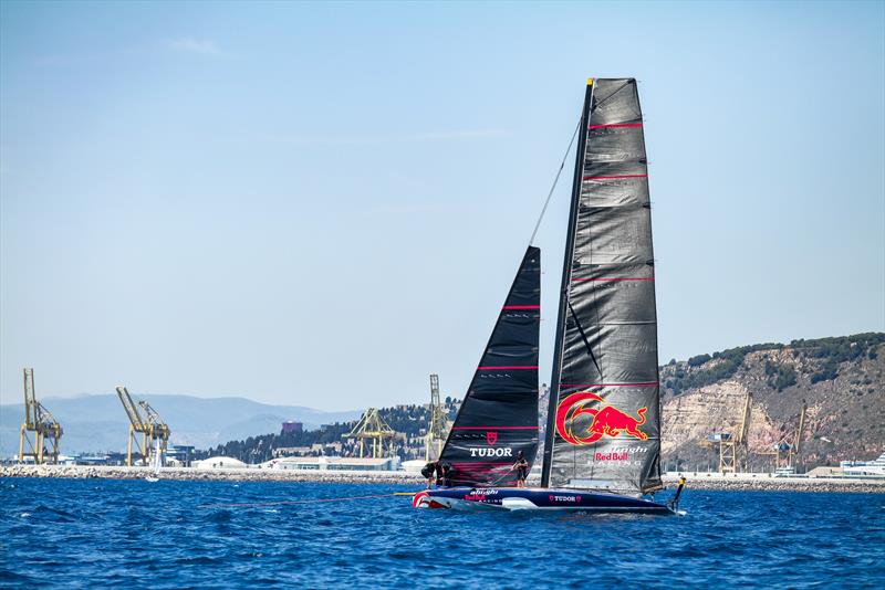 This was about as close to sailing as Alinghi Red Bull Racing got - LEQ12 - Day 46 - August 1, 2023 - Barcelona - photo © Alex Carabi / America's Cup