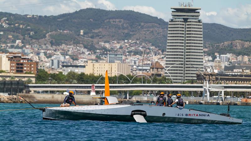 INEOS Britannia - Day 65 - Tow testing - Barcelona - August, 4 2023 photo copyright Paul Todd/America's Cup taken at New York Yacht Club and featuring the AC40 class