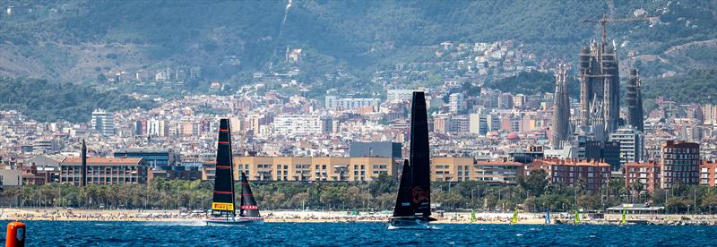 Alinghi Red Bull Racing and Luna Rossa Prada Pirelli - LEQ12/AC40 - Day 48 - August 9 , 2023 - Barcelona - photo © Paul Todd/America's Cup