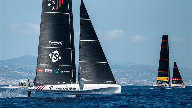 American Magic and Luna Rossa Prada Pirelli - LEQ12/AC40 - Day 50 - August 9 , 2023 - Barcelona - photo © Paul Todd/America's Cup