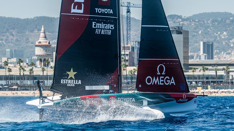 Emirates Team New Zealand  - AC40 - Broadcast Testing - August 11, 2023 - Barcelona photo copyright Job Vermeulen / America's Cup taken at Royal Yacht Squadron and featuring the AC40 class