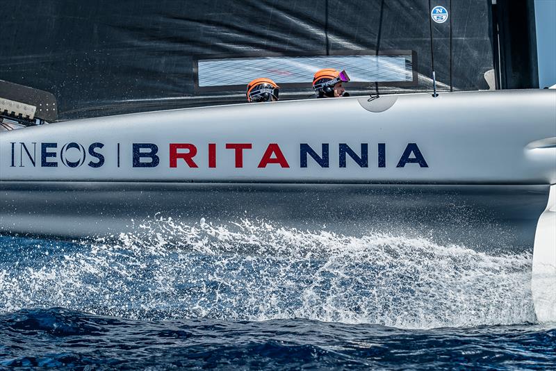 INEOS Britannia - AC40 - Broadcast Testing - August 12, 2023 - Barcelona - photo © Ugo Fonolla / America's Cup