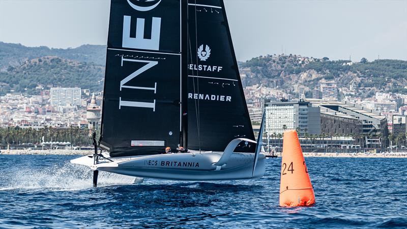 INEOS Britannia - AC40 - Broadcast Testing - August 12, 2023 - Barcelona - photo © Ugo Fonolla / America's Cup