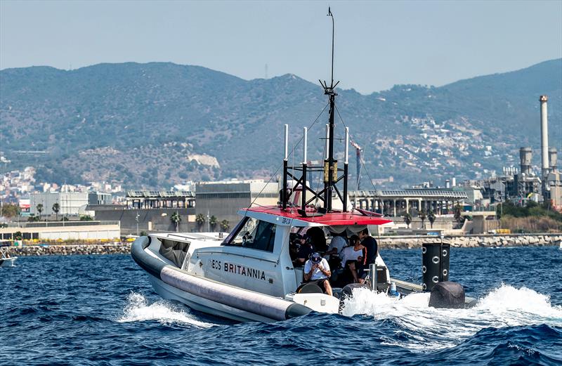 INEOS Britannia chase boat - AC40 - Broadcast Testing - August 12, 2023 - Barcelona - photo © Paul Todd/America's Cup