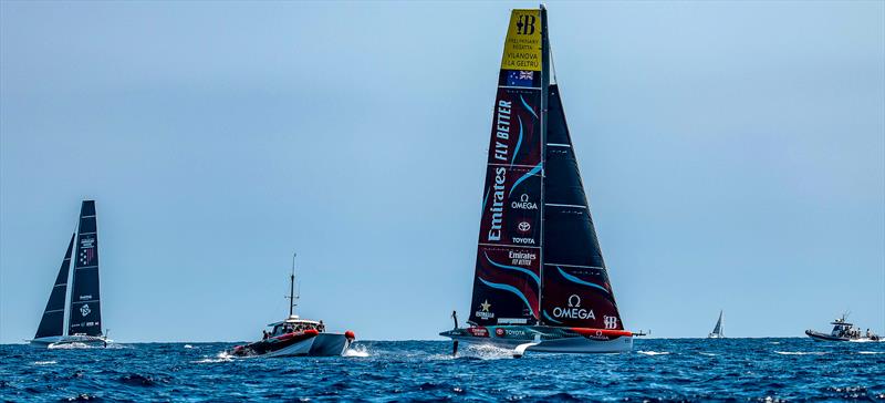 Emirates Team New Zealand - AC40 - Broadcast Testing - August 12, 2023 - Barcelona photo copyright Paul Todd/America's Cup taken at Royal Yacht Squadron and featuring the AC40 class