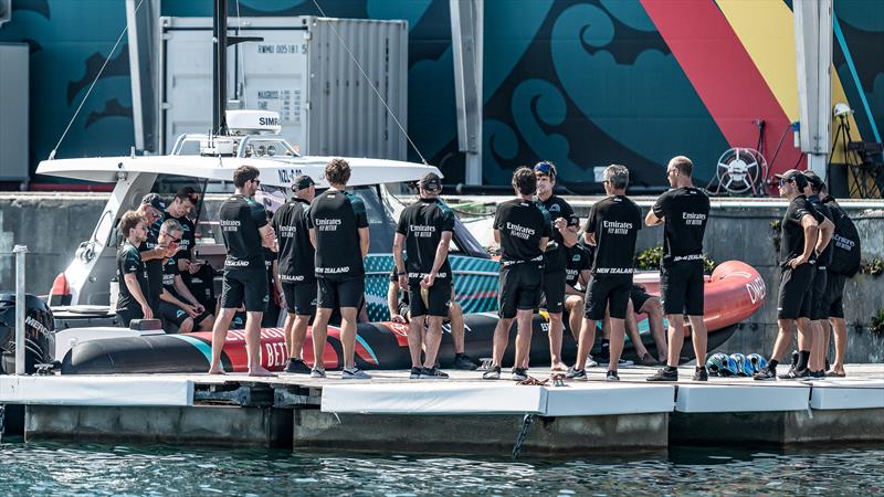 Emirates Team New Zealand crew - AC40 - Broadcast Testing - August 12, 2023 - Barcelona photo copyright Job Vermeulen / America's Cup taken at Royal Yacht Squadron and featuring the AC40 class