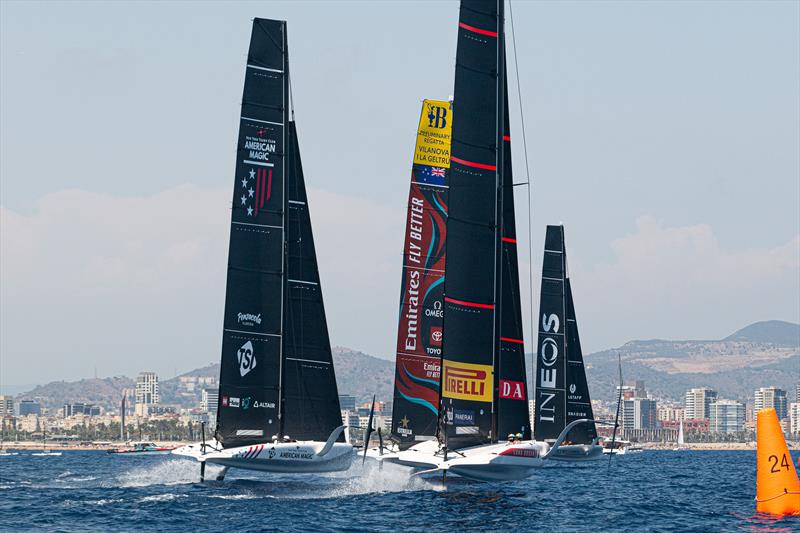 Start - AC40 - Broadcast Testing - August 12, 2023 - Barcelona photo copyright Ugo Fonolla / America's Cup taken at Royal Yacht Squadron and featuring the AC40 class