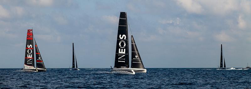 INEOS Britannia - and American Magic - August 16, 2023 - Barcelona - photo © Ugo Fonolla / America's Cup