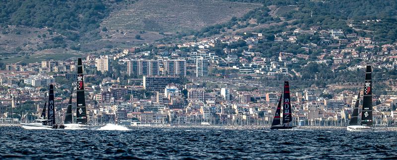 American Magic and INEOS Britannia - AC40s and LEQ12s  - Day 54 - August 16, 2023 - Barcelona - photo © Paul Todd/America's Cup