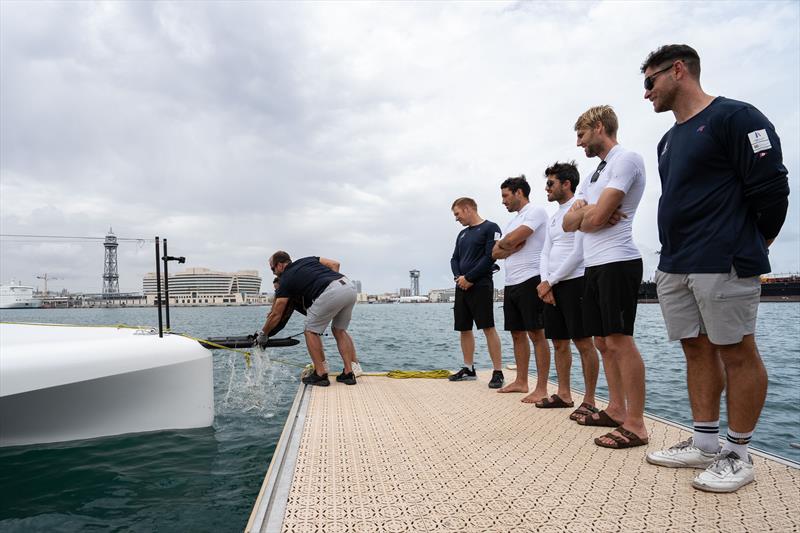 Orient Express Racing Team - AC40 unpack and launch - Barcelona - August 2023 - photo © Martin Keruzore OERT