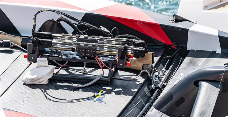 Mainsail hydraulic - Luna Rossa - AC40 - Day 83 - August 19, 2023 - Cagliari photo copyright Ivo Rovira / America's Cup taken at Circolo della Vela Sicilia and featuring the AC40 class