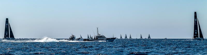  American Magic and the TP52 Worlds fleet - AC40 - Day 57 - Barcelona - August 24, 2023 photo copyright Paul Todd/America's Cup taken at New York Yacht Club and featuring the AC40 class