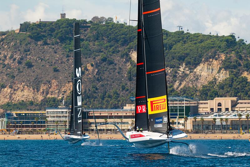 INEOS Britannia and Luna Rossa Prada Pirelli - AC40 - Day 62 - Barcelona - September 1, 2023 - photo © Ugo Fonolla / America's Cup