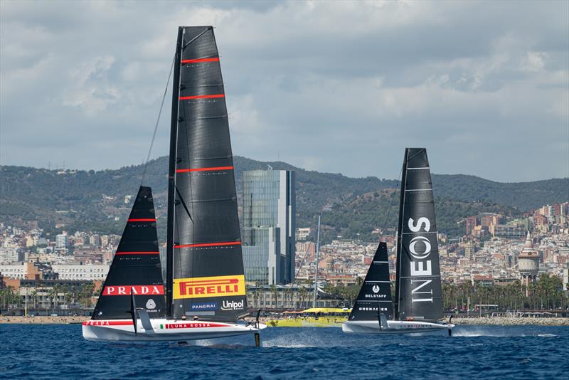 INEOS Britannia and Luna Rossa - AC40 - Day 62 - Barcelona - September 1, 2023 photo copyright Paul Todd/America's Cup taken at New York Yacht Club and featuring the AC40 class