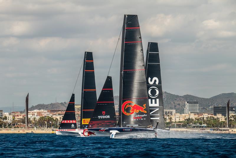 Luna Rossa, Alinghi RBR and INEOS Britannia - AC40 - Day 62 - Barcelona - September 1, 2023 photo copyright Alex Carabi / America's Cup taken at New York Yacht Club and featuring the AC40 class