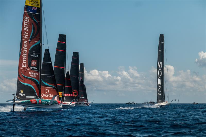 Start Practice Race- AC40 - Day 62 - Barcelona - September 1, 2023 photo copyright Alex Carabi / America's Cup taken at New York Yacht Club and featuring the AC40 class